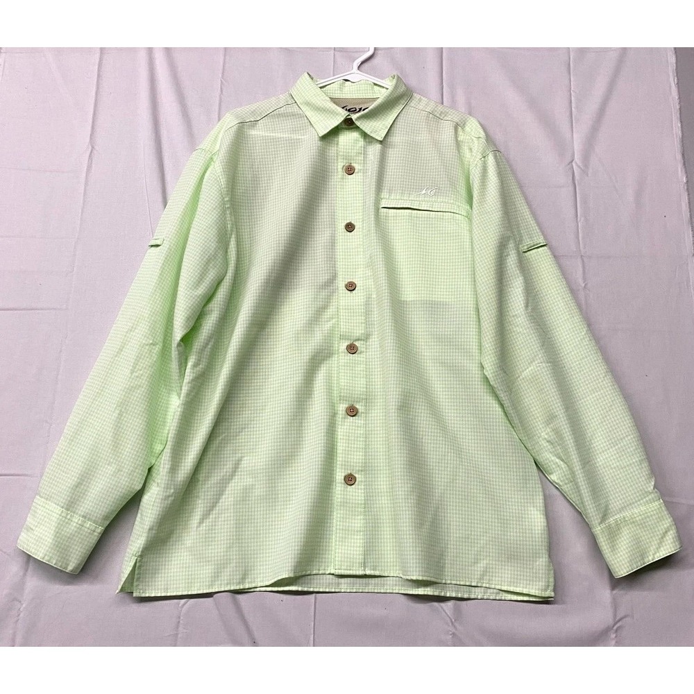 Mojo Sportswear Company Apparel Shirt Mens Large Green White Check Mesh Lined